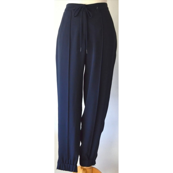 Veronika Maine Pants - VERONIKA MAINE NAVY TAPERED ZIP ANKLE JOGGER PANTS